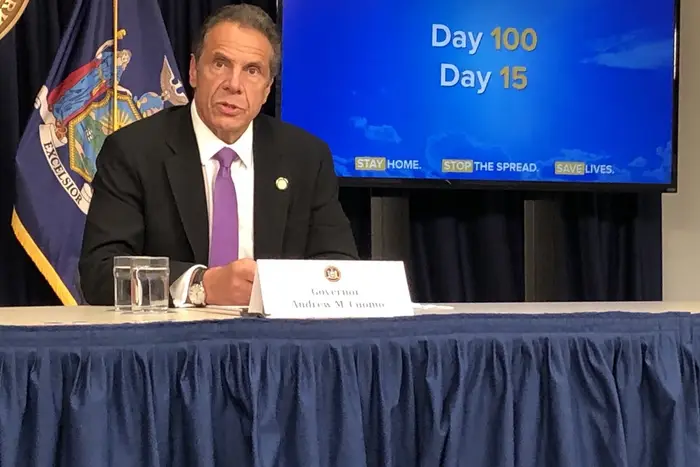 Governor Andrew Cuomo delivers a press conference on the city's reopening amid the coronavirus crisis.